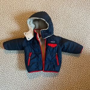 Patagonia Tribbles reversible jacket blue and red 18-24 mos
